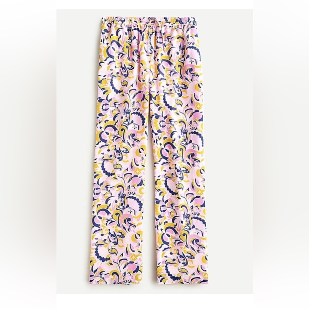 NWT J.Crew size 14 pull on silk pants in paisley swirl